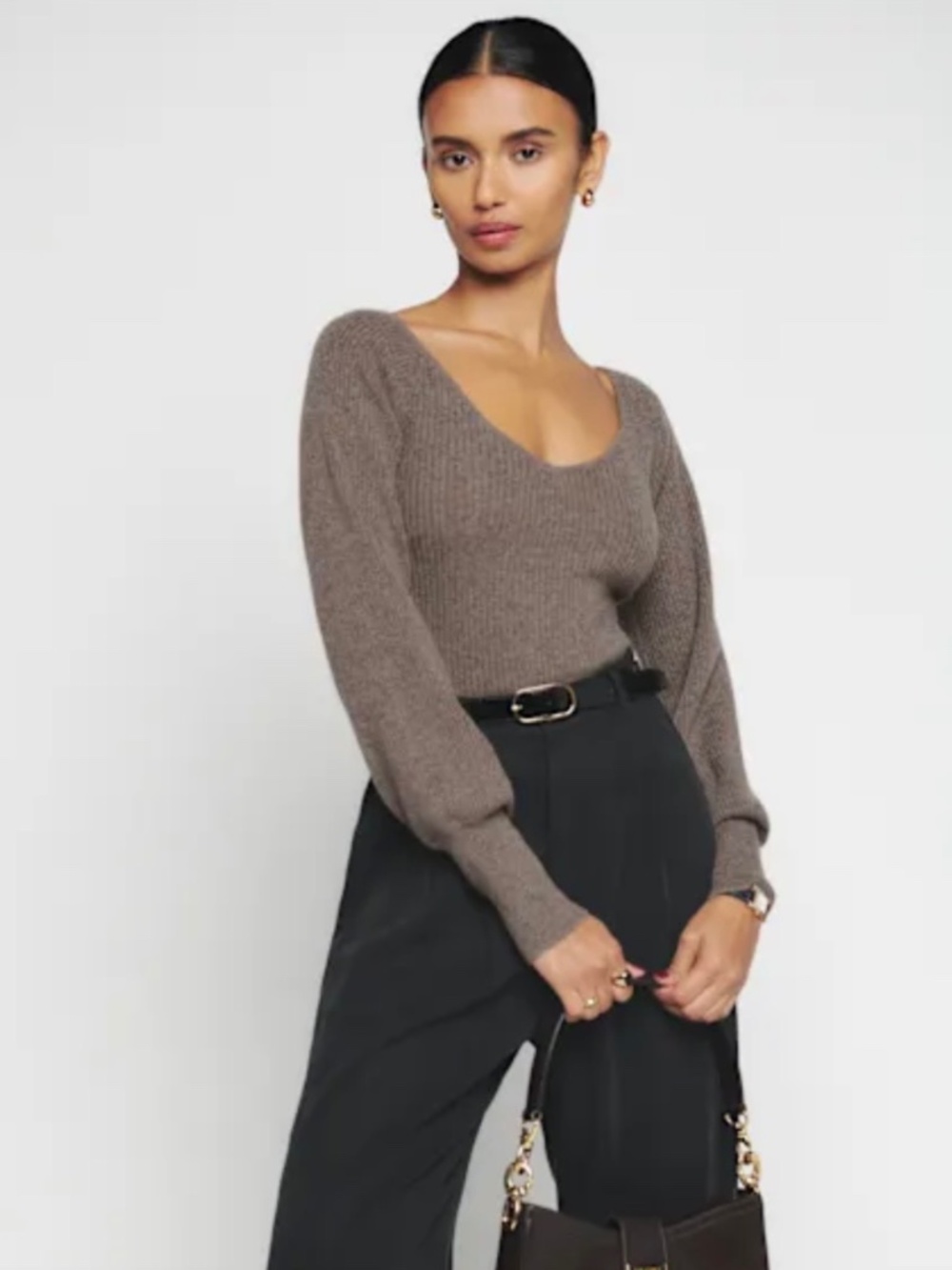 Reformation Hart Cashmere Sweater Cocoa - Size S